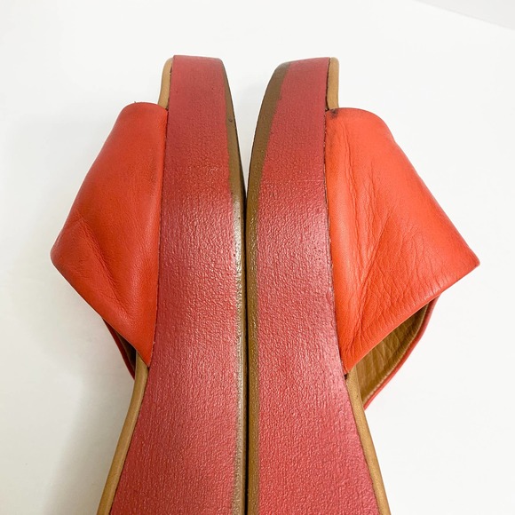 Bonavi Orange-Red Leather Platform Slides Size EU 40 - Picture 9 of 14